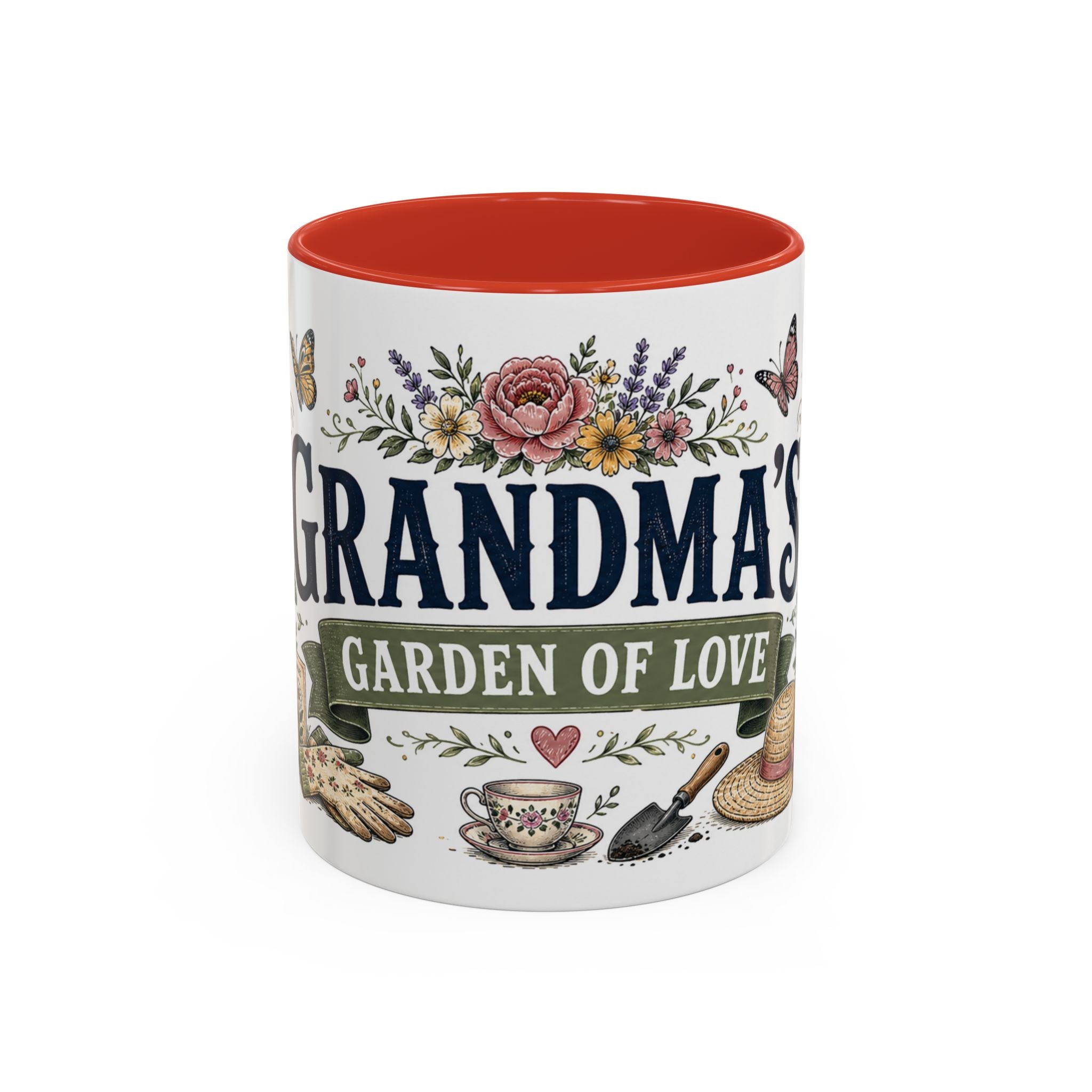 Grandma's Garden Of Love Coffee Mug | Gift From Grandkids | Accent Color Ceramic 11oz 15oz