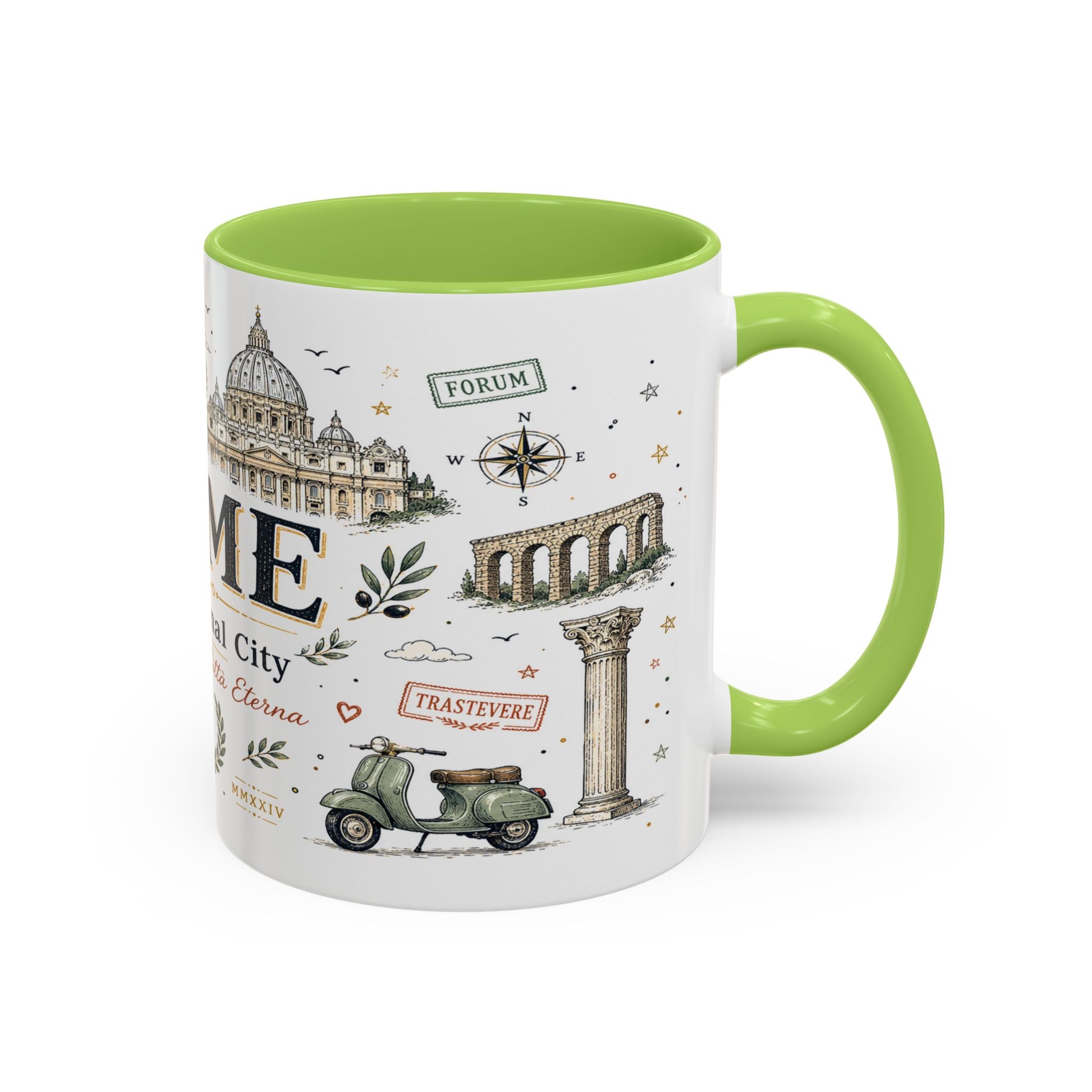 Rome Coffee Mug | Italy Souvenir Travel Gift | Accent Color Ceramic 11oz 15oz