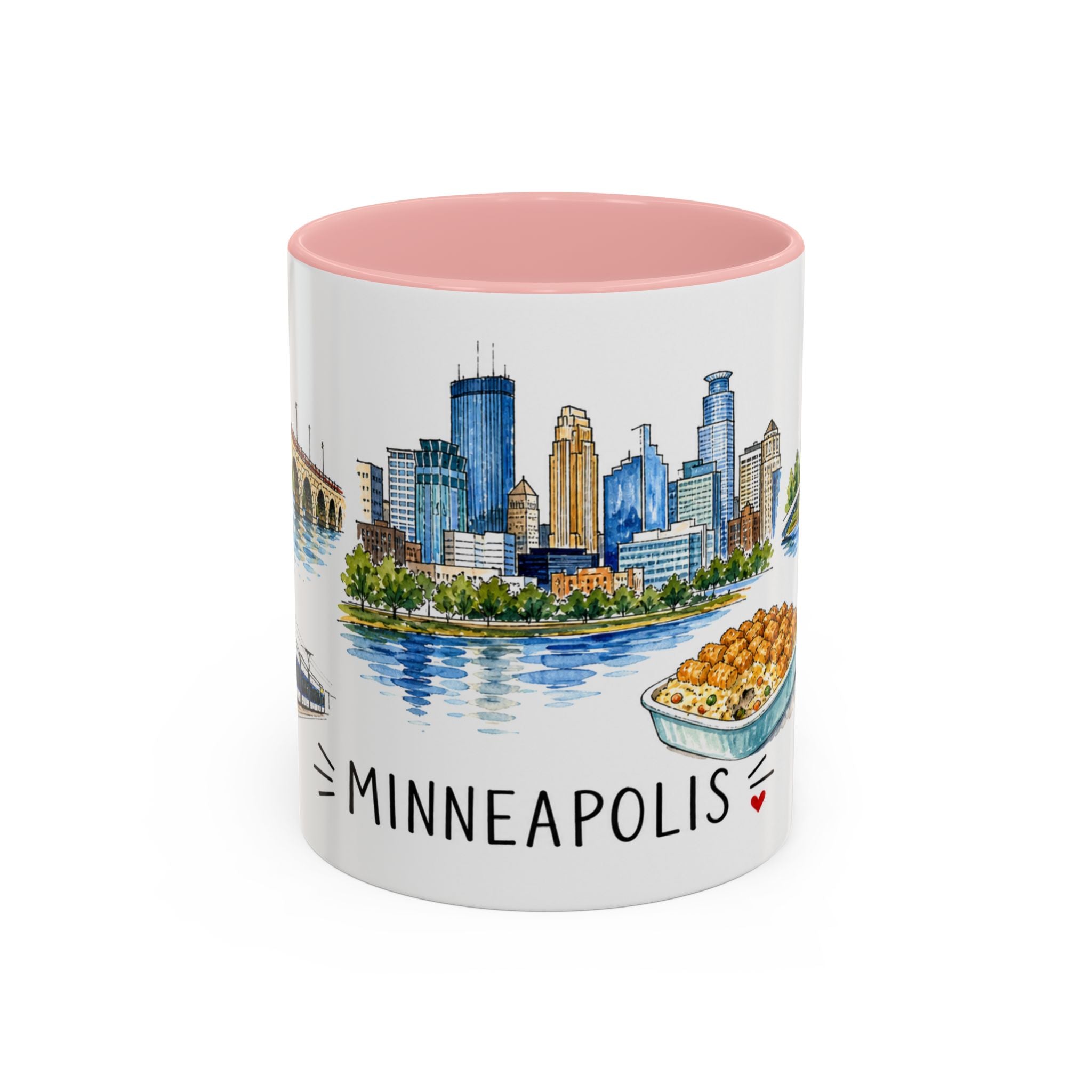 Minneapolis Illustrated Travel Mug | City Souvenir Accent Coffee Mug | 11oz 15oz Ceramic Cup