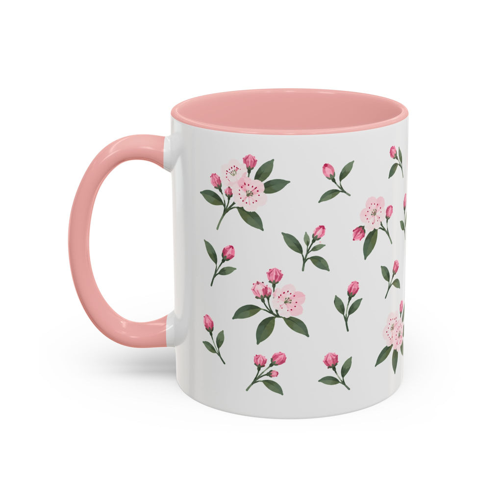 Connecticut Mountain Laurel Mug, State Flower Floral Coffee Cup, 11oz Botanical Gift