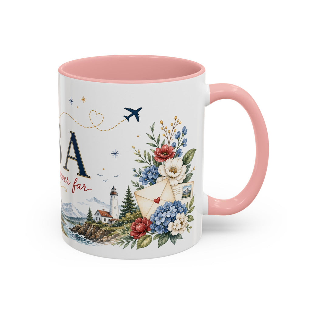 USA Home Country Mug | Moving Away Gift | Long Distance Friendship | 11 oz 15 oz Accent Mug