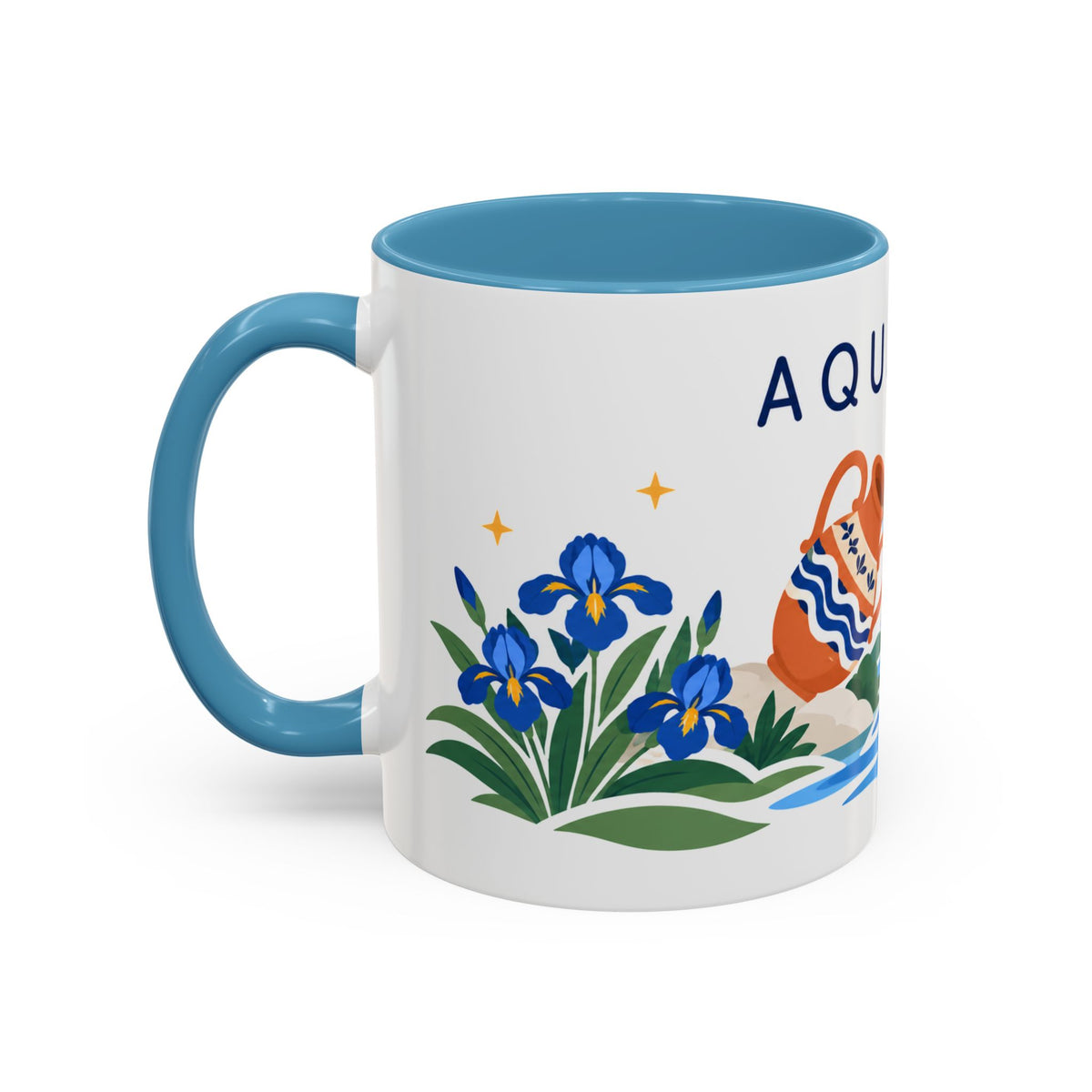 Aquarius Zodiac Coffee Mug | Water Bearer Design | Astrology Birthday Gift | 11 oz 15 oz Ceramic Accent Mug