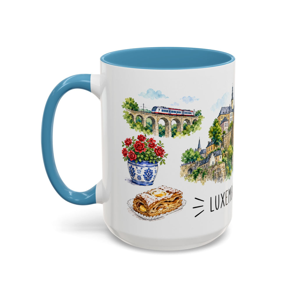 Luxembourg City Illustrated Travel Mug | City Souvenir Accent Coffee Mug | 11oz 15oz Ceramic Cup