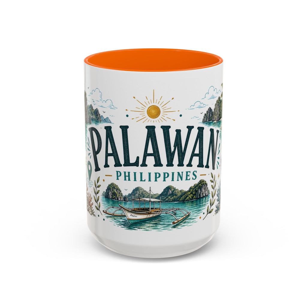 Palawan Coffee Mug | Travel Destination Souvenir Gift | Accent Color Ceramic 11oz 15oz