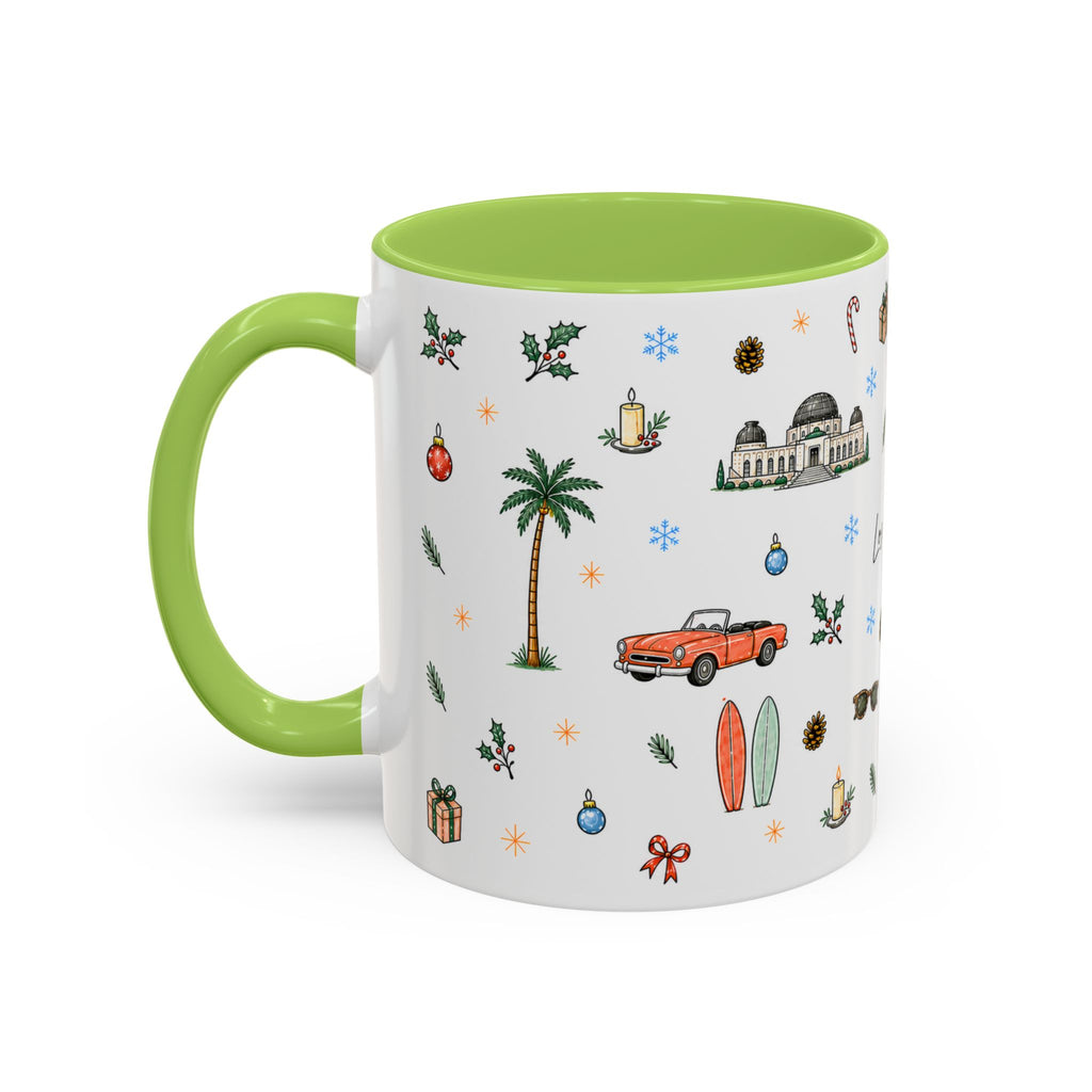 Los Angeles Christmas Mug | Watercolor City Souvenir | Ceramic Coffee Cup (11oz or 15oz)