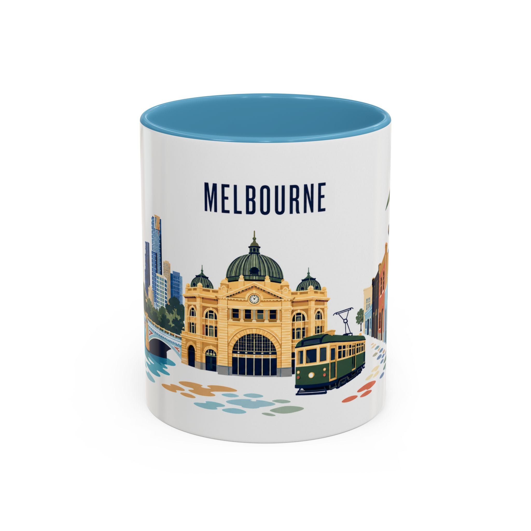 Melbourne Coffee Mug | Australia Travel Souvenir | Porcelain Decal City Gift | 11oz 15oz Accent Mug