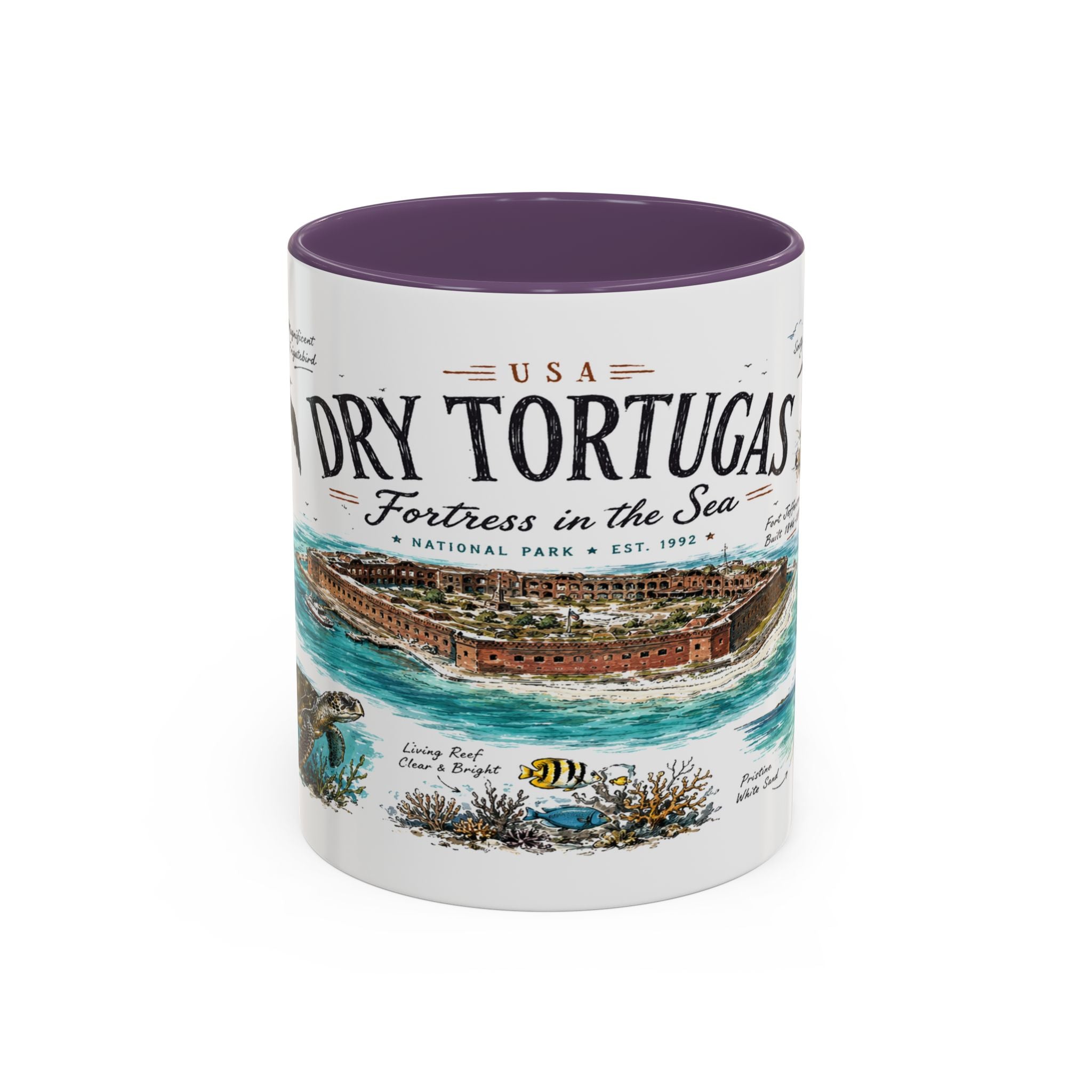 Dry Tortugas National Park Coffee Mug | Florida Island Fort Snorkeling Gift | Accent Color Ceramic 11oz 15oz
