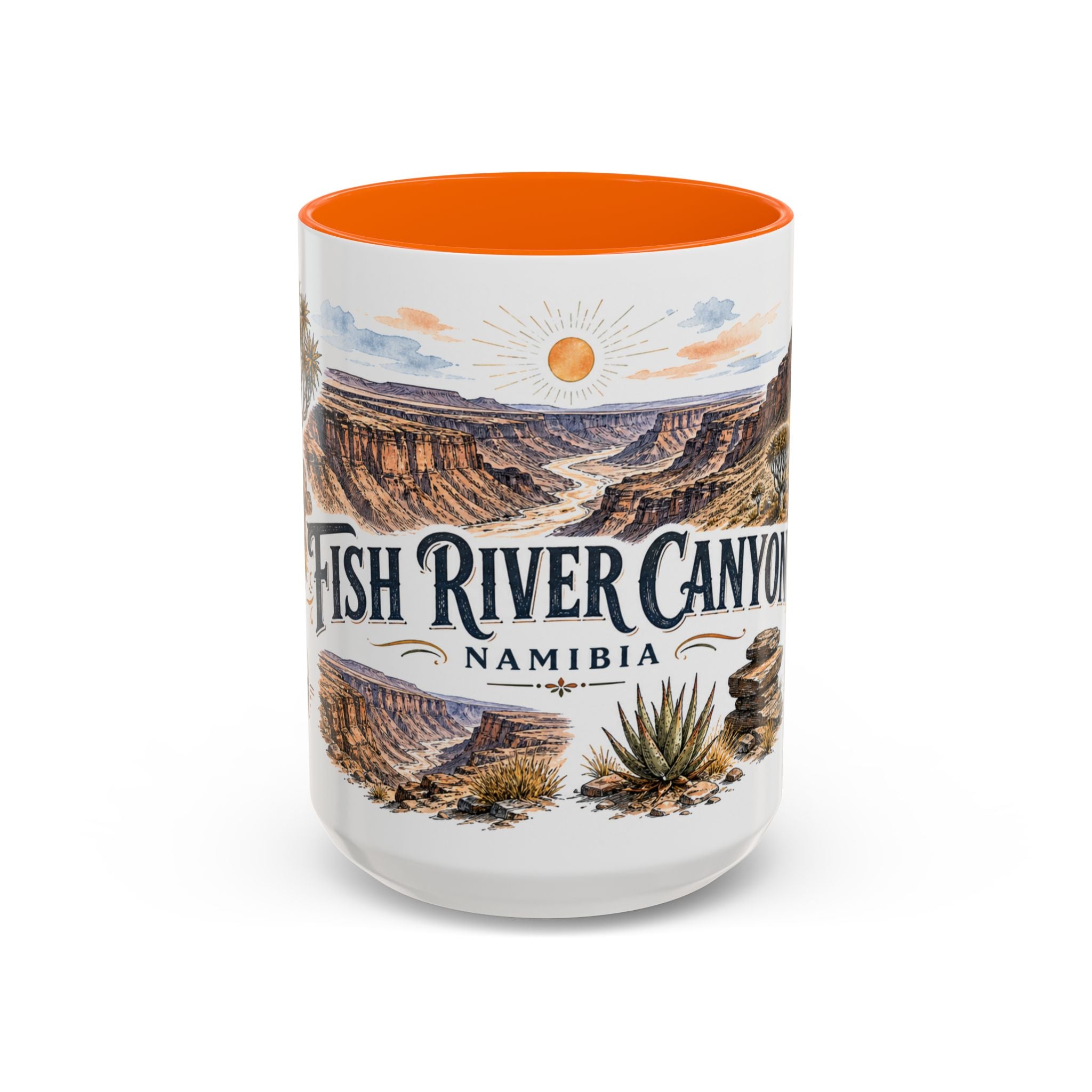 Fish River Canyon Mug, Namibia Travel Souvenir, Bucket List Gift, Accent Ceramic Coffee Mug 11oz 15oz