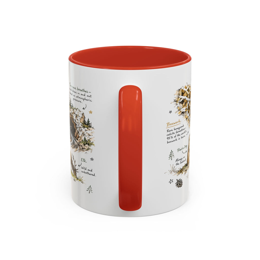 Wind Cave National Park Coffee Mug | South Dakota Cave Bison Prairie Gift | Accent Color Ceramic 11oz 15oz