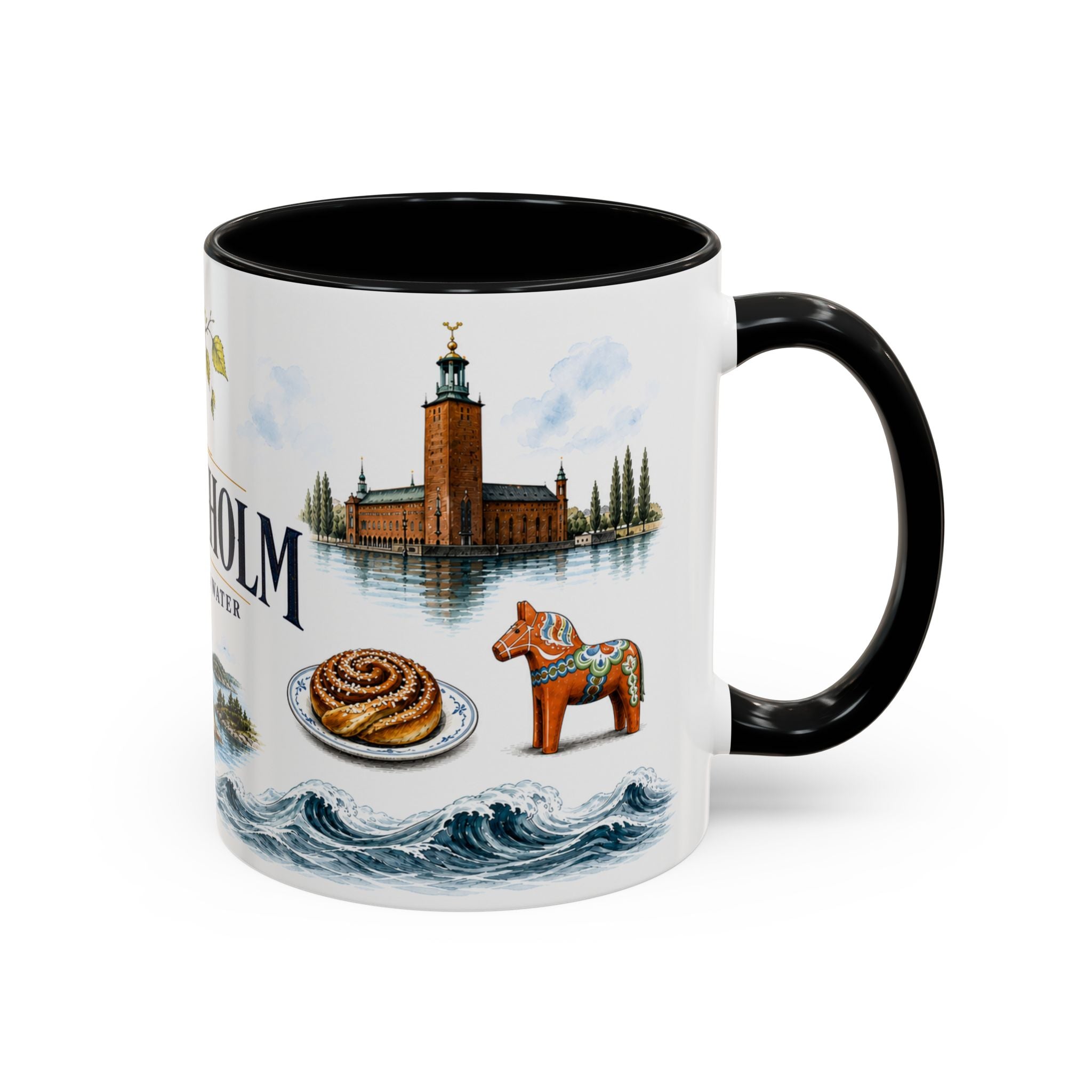 Stockholm Coffee Mug | Sweden Travel Souvenir | Vintage Illustrated City Gift | 11 oz 15 oz Accent Mug