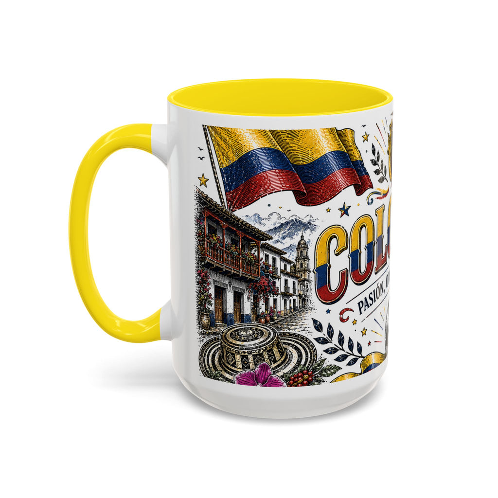 Colombia Soccer Coffee Mug | World Cup Fan Gift | Accent Color Ceramic 11oz 15oz Match Day Cup