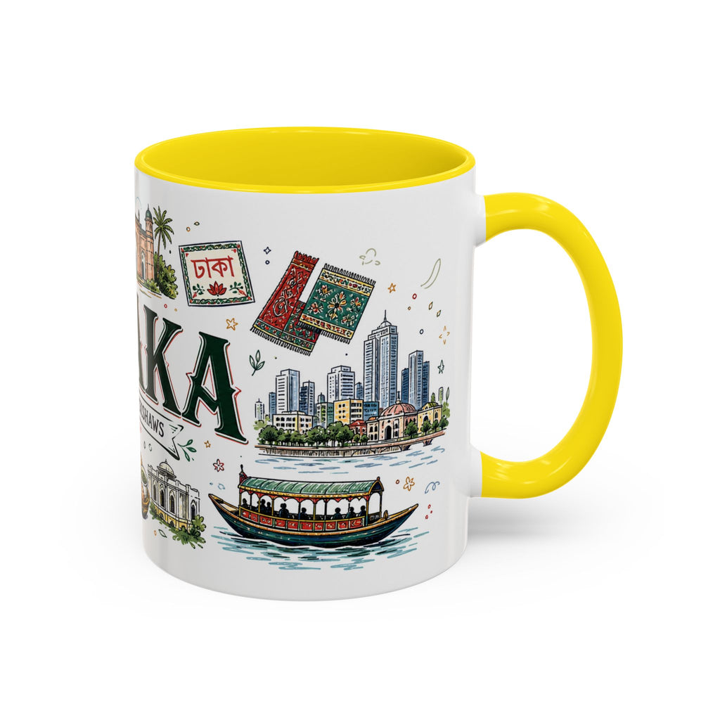Dhaka Coffee Mug | Bangladesh Souvenir Travel Gift | Accent Color Ceramic 11oz 15oz