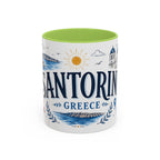 Santorini Coffee Mug | Travel Destination Souvenir Gift | Accent Color Ceramic 11oz 15oz