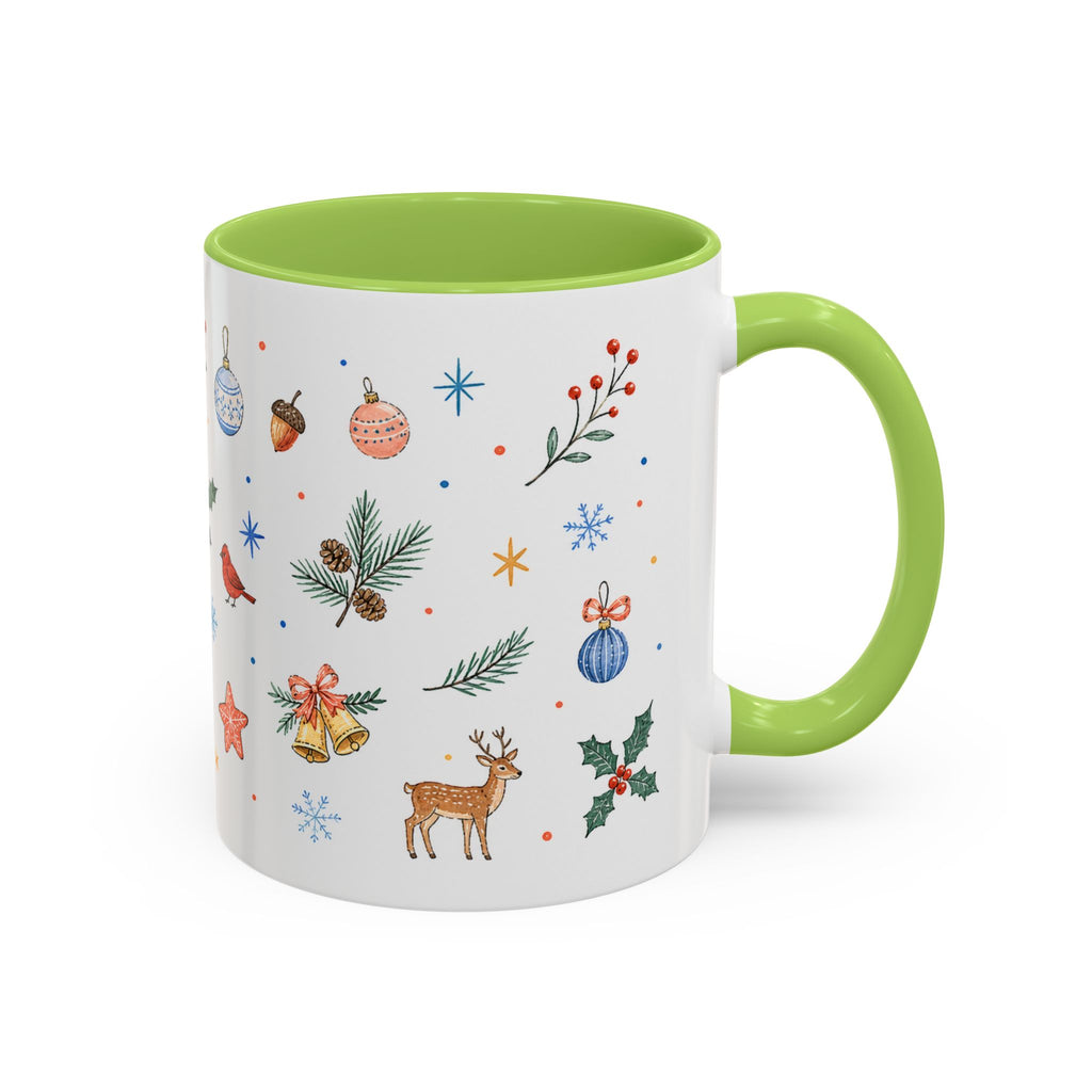 Woodland Christmas Mug | Deer Bird Watercolor Holiday Gift | Accent Cup 11oz 15oz