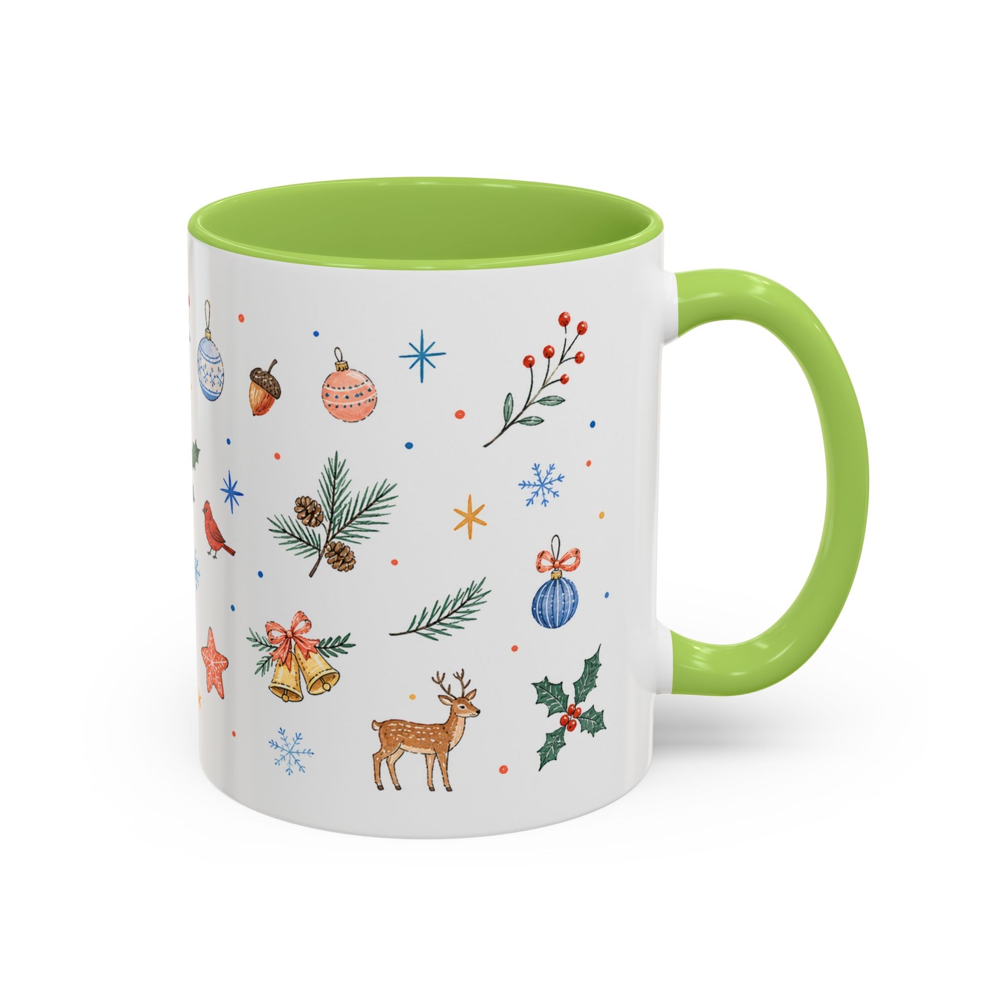 Woodland Christmas Mug | Deer Bird Watercolor Holiday Gift | Accent Cup 11oz 15oz