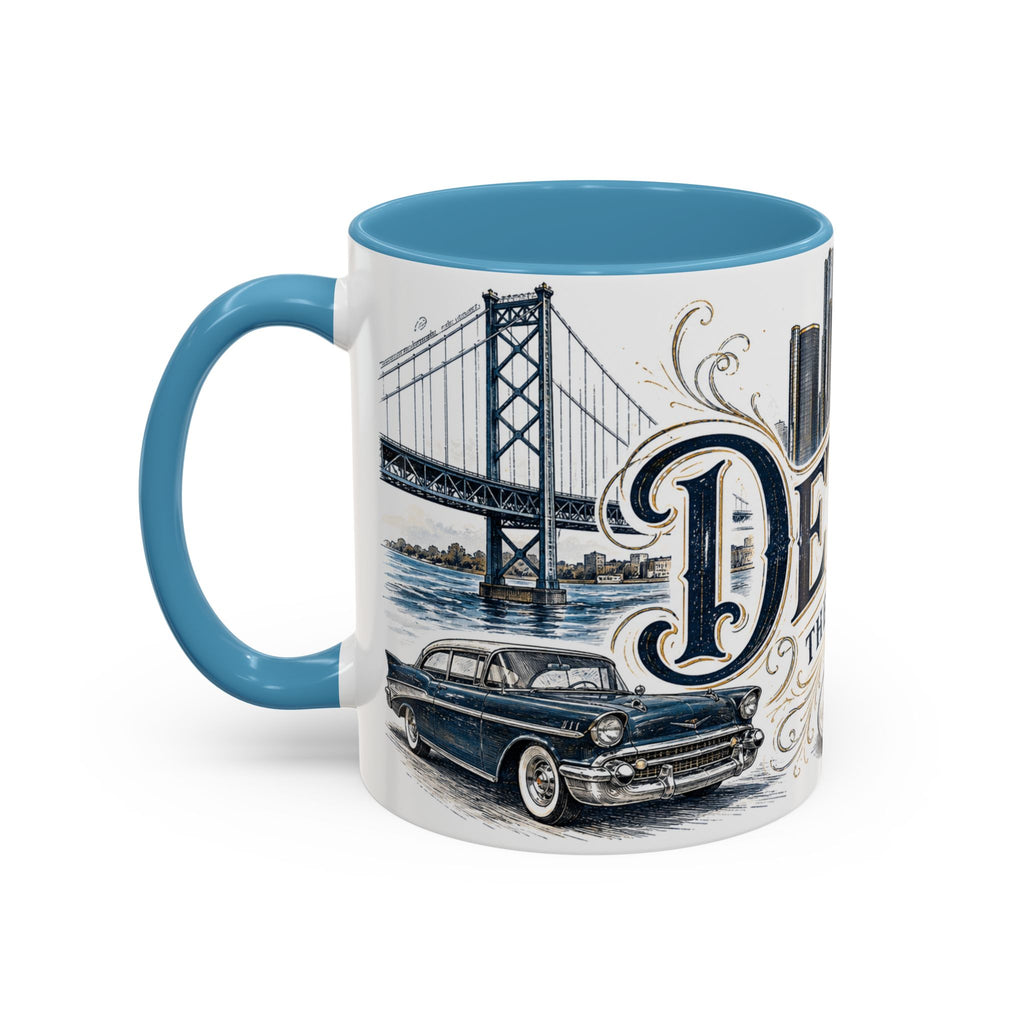 Detroit Coffee Mug | United States Travel Souvenir | Vintage Illustrated City Gift | 11 oz 15 oz Accent Mug