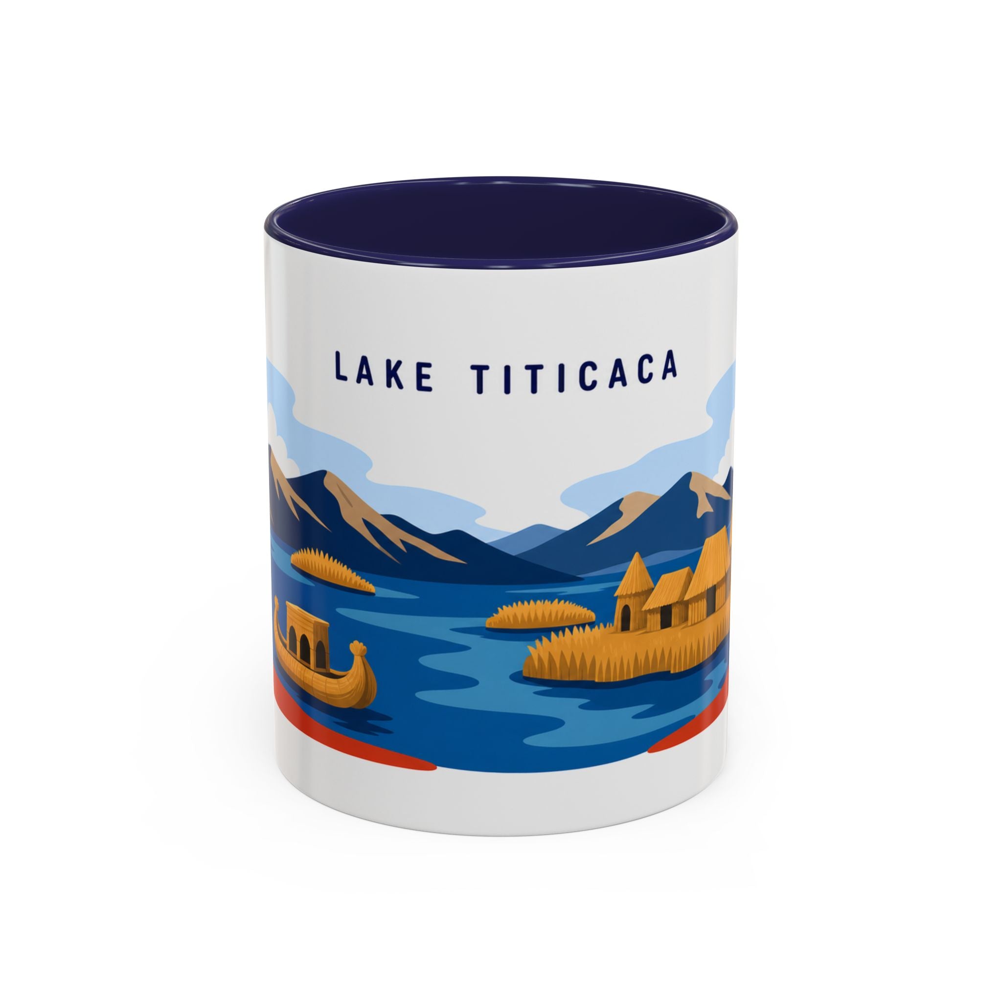 Lake Titicaca Coffee Mug | Travel Destination Souvenir Gift | Accent Color Ceramic 11oz 15oz
