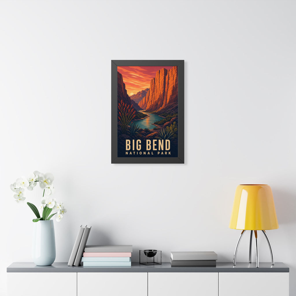 Big Bend National Park Framed Poster | Vintage Travel Wall Art | Black Walnut White Frame | 16x24 20x30