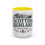 Scottish Highlands Coffee Mug | Travel Destination Souvenir Gift | Accent Color Ceramic 11oz 15oz