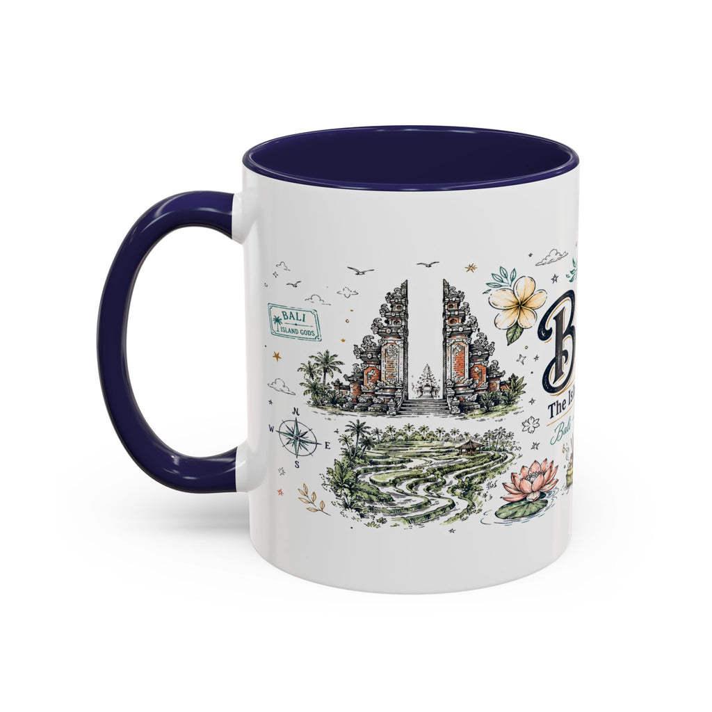 Bali Coffee Mug | Indonesia Souvenir Travel Gift | Accent Color Ceramic 11oz 15oz