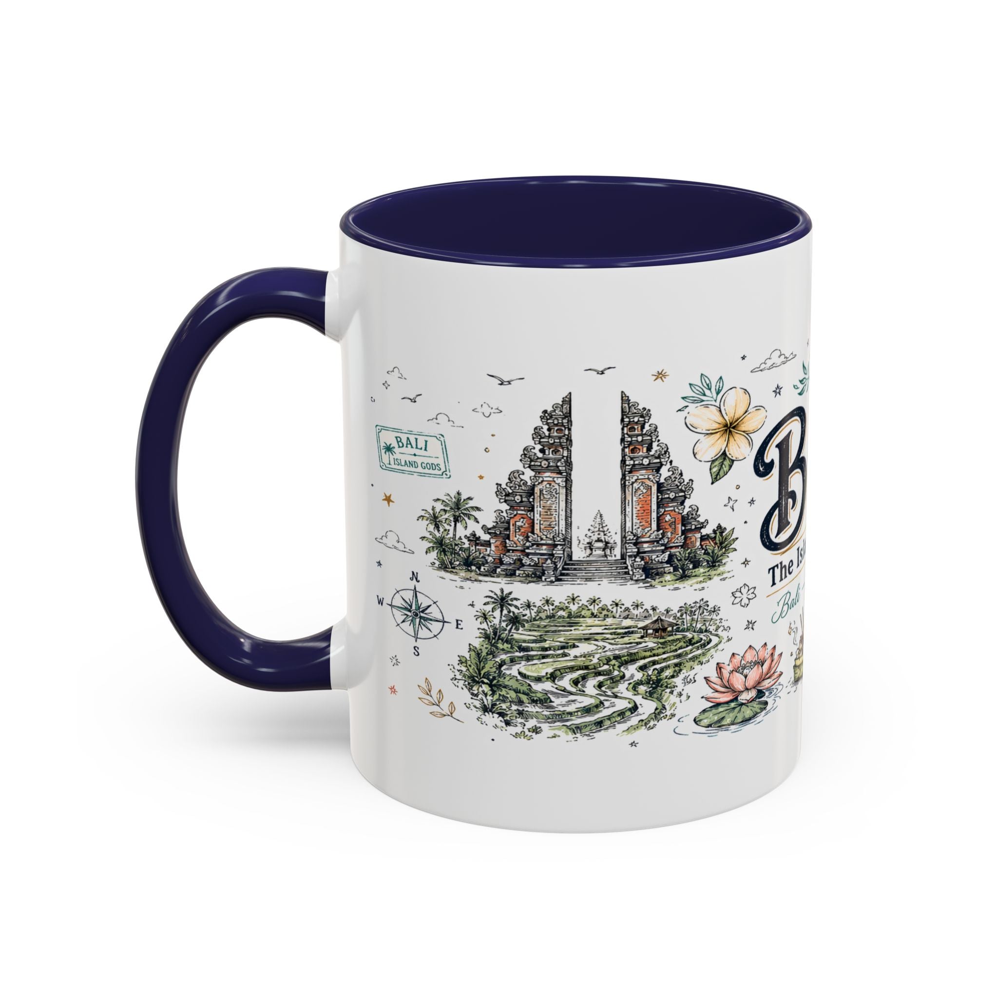 Bali Coffee Mug | Indonesia Souvenir Travel Gift | Accent Color Ceramic 11oz 15oz
