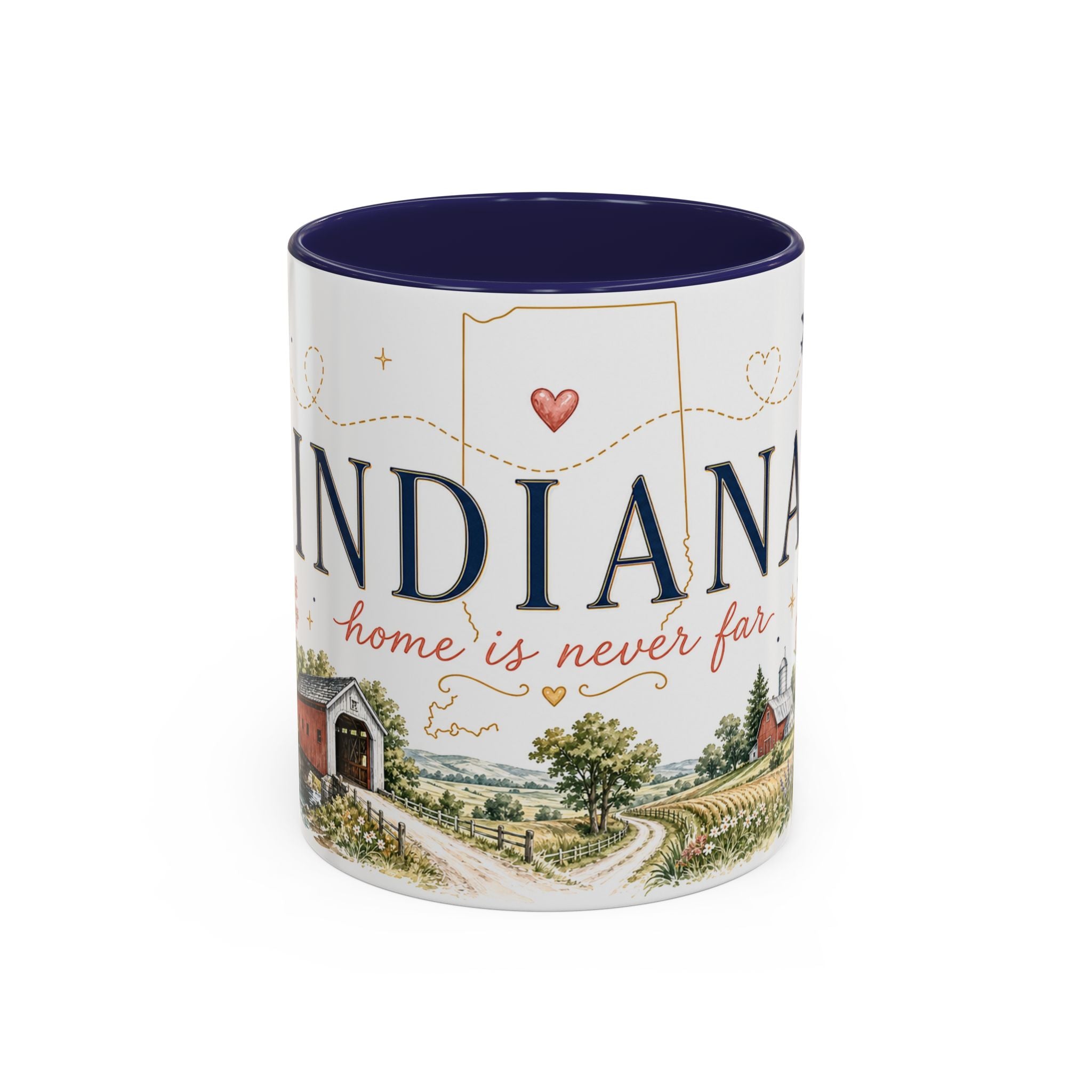 Indiana State Mug | Moving Away, Long Distance Friendship Gift | Botanical Map Accent Cup