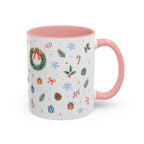 Christmas Candle Mug | Holly Wreath Watercolor Holiday Gift | Accent Cup 11oz 15oz