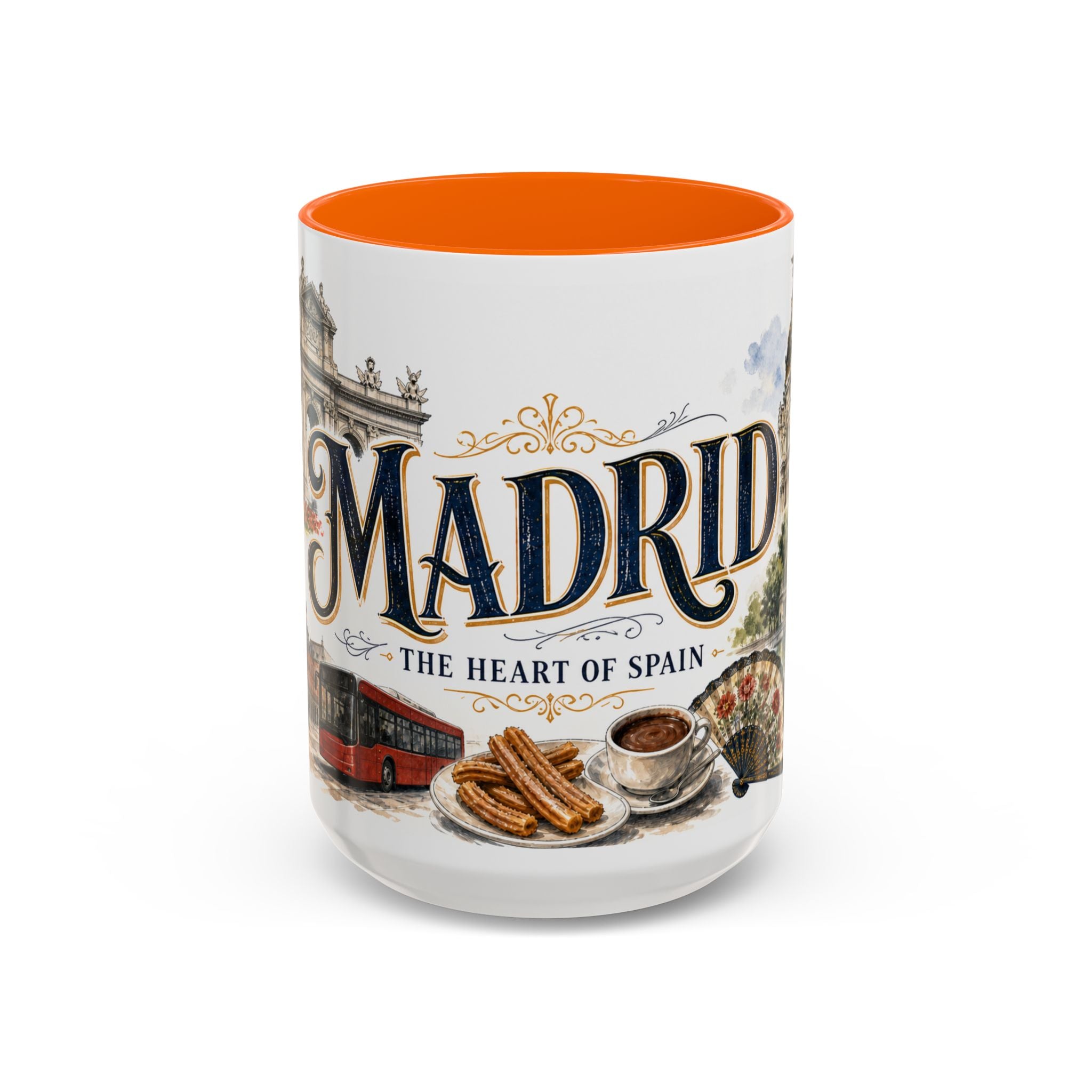 Madrid Coffee Mug | Spain Travel Souvenir | Vintage Illustrated City Gift | 11 oz 15 oz Accent Mug