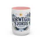 Norwegian Fjords Coffee Mug | Travel Destination Souvenir Gift | Accent Color Ceramic 11oz 15oz