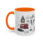 London Coffee Mug | England Souvenir Travel Gift | Accent Color Ceramic 11oz 15oz