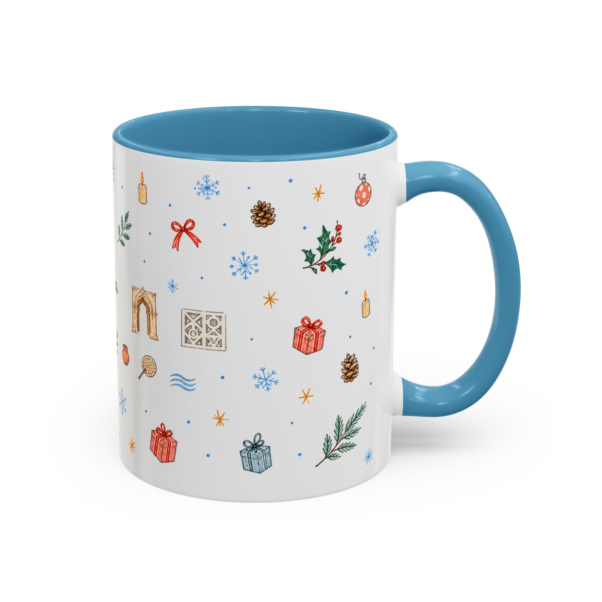 Dhaka Christmas Mug | Watercolor Travel Souvenir | Holiday Gift | Accent Ceramic Coffee Cup 11oz 15oz