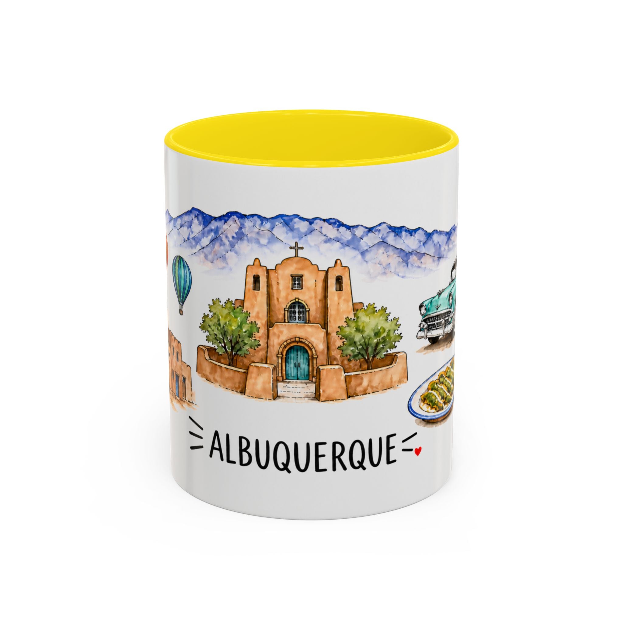 Albuquerque Illustrated Travel Mug | City Souvenir Accent Coffee Mug | 11oz 15oz Ceramic Cup