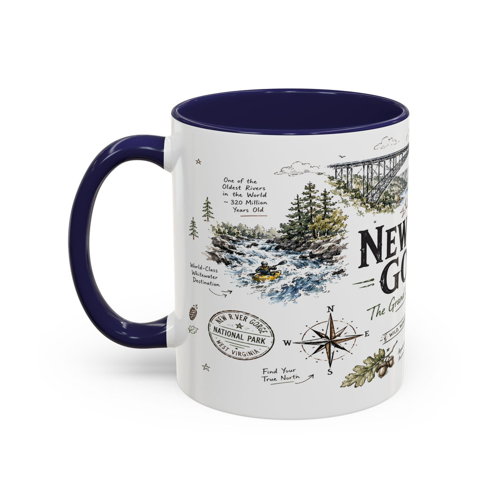 New River Gorge National Park Coffee Mug | West Virginia River Canyon Climbing Gift | Accent Color Ceramic 11oz 15oz