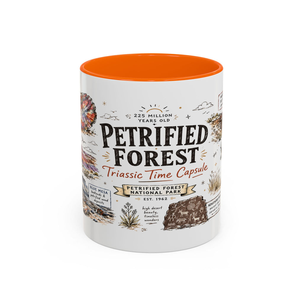 Petrified Forest National Park Coffee Mug | Arizona Painted Desert Fossil Gift | Accent Color Ceramic 11oz 15oz