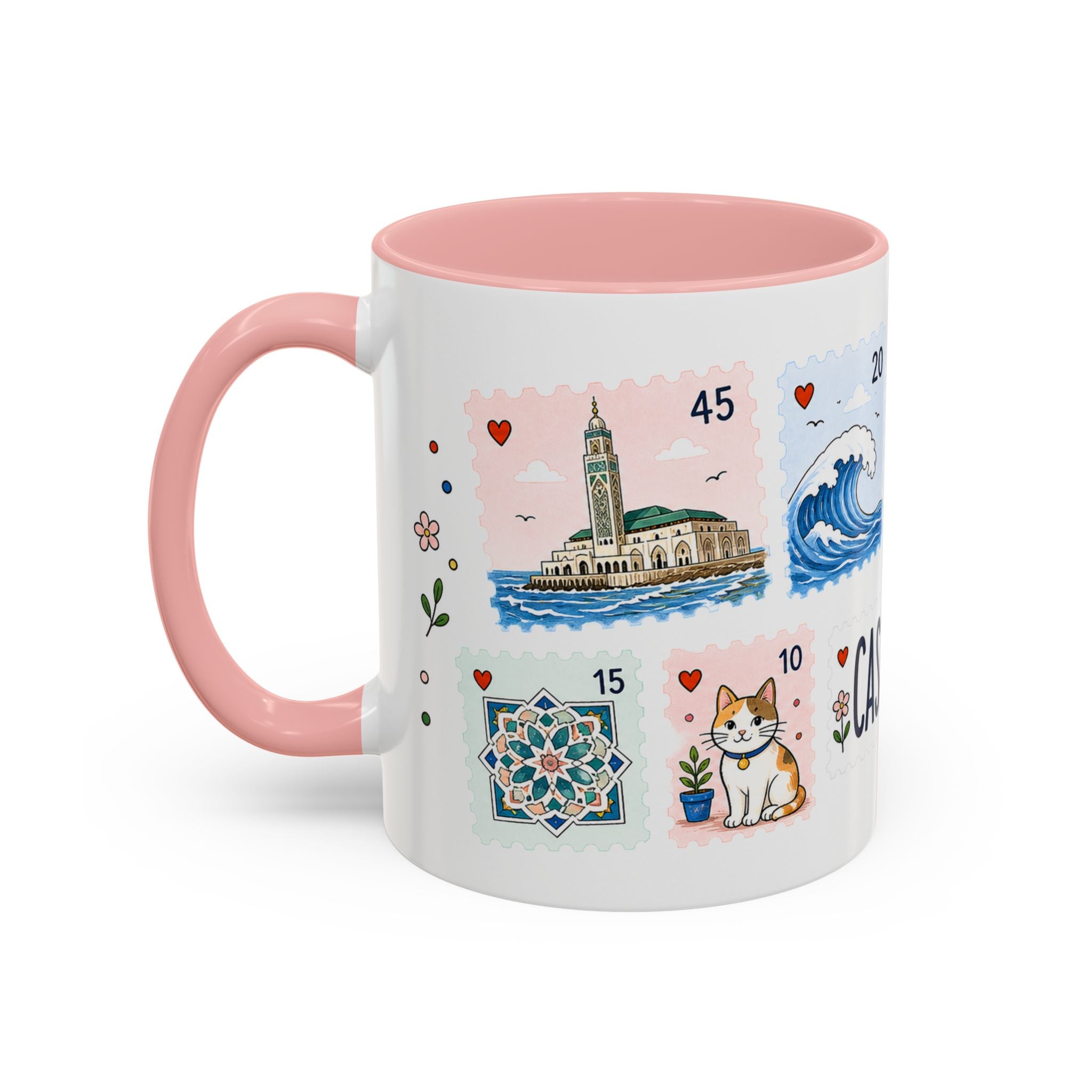 Casablanca Coffee Mug | Postage Stamp Collage Mug | Travel Souvenir Accent Cup 11oz 15oz