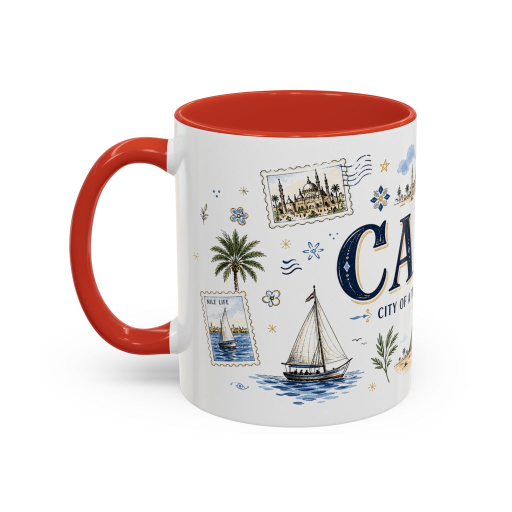 Cairo Coffee Mug | Egypt Souvenir Travel Gift | Accent Color Ceramic 11oz 15oz