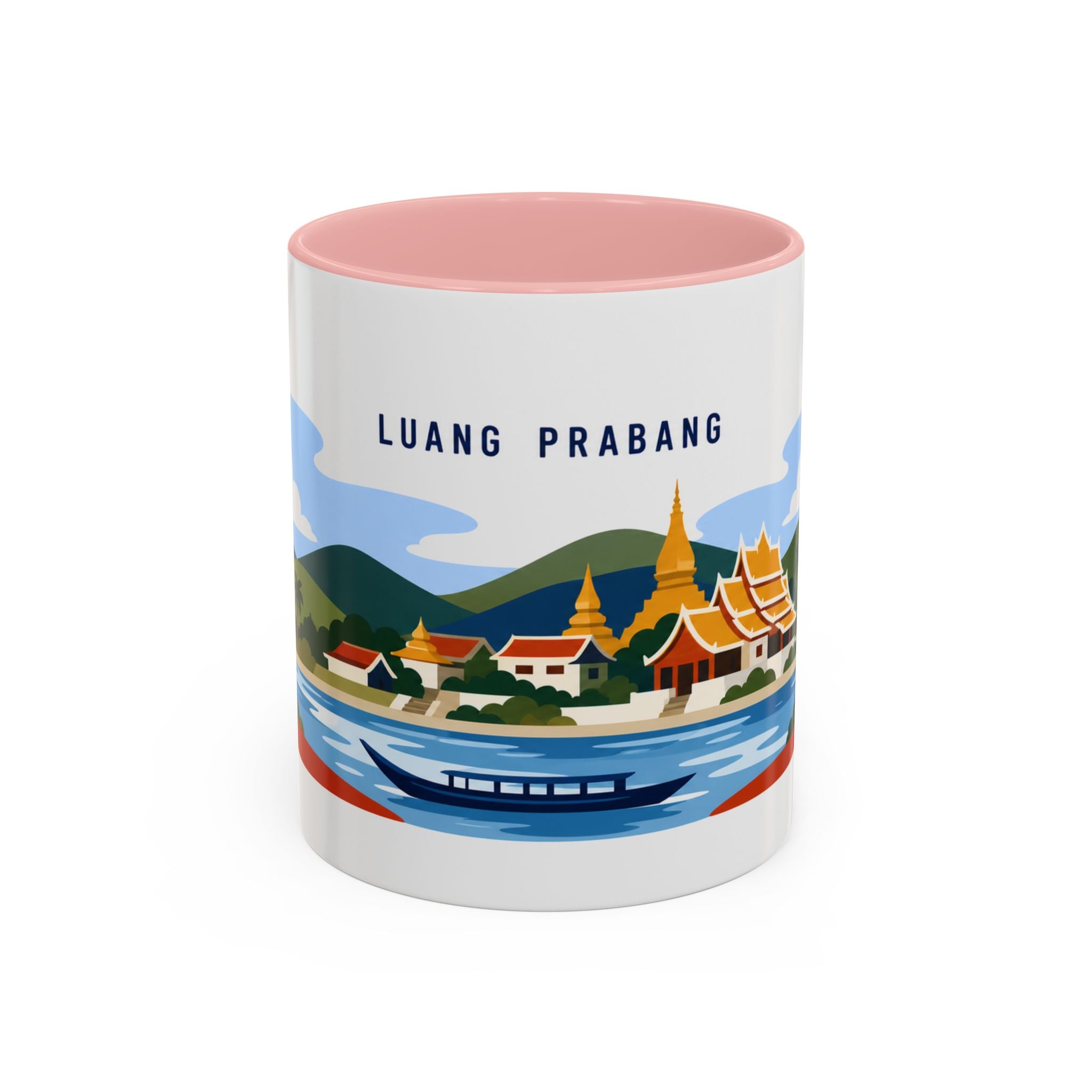 Luang Prabang Coffee Mug | Travel Destination Souvenir Gift | Accent Color Ceramic 11oz 15oz