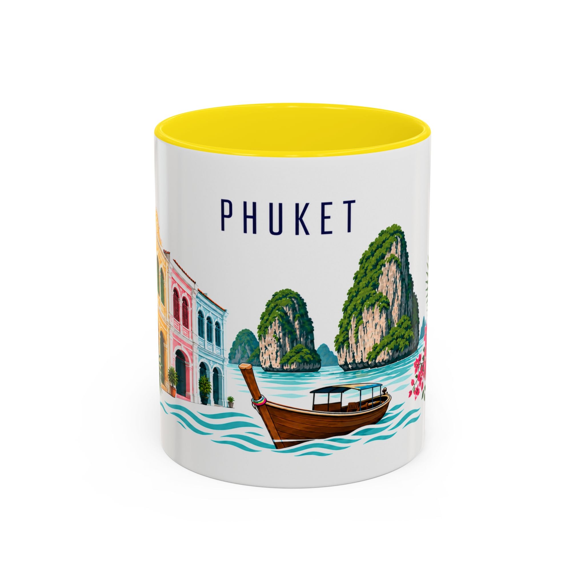 Phuket Coffee Mug | Thailand Travel Souvenir | Porcelain Decal City Gift | 11oz 15oz Accent Mug