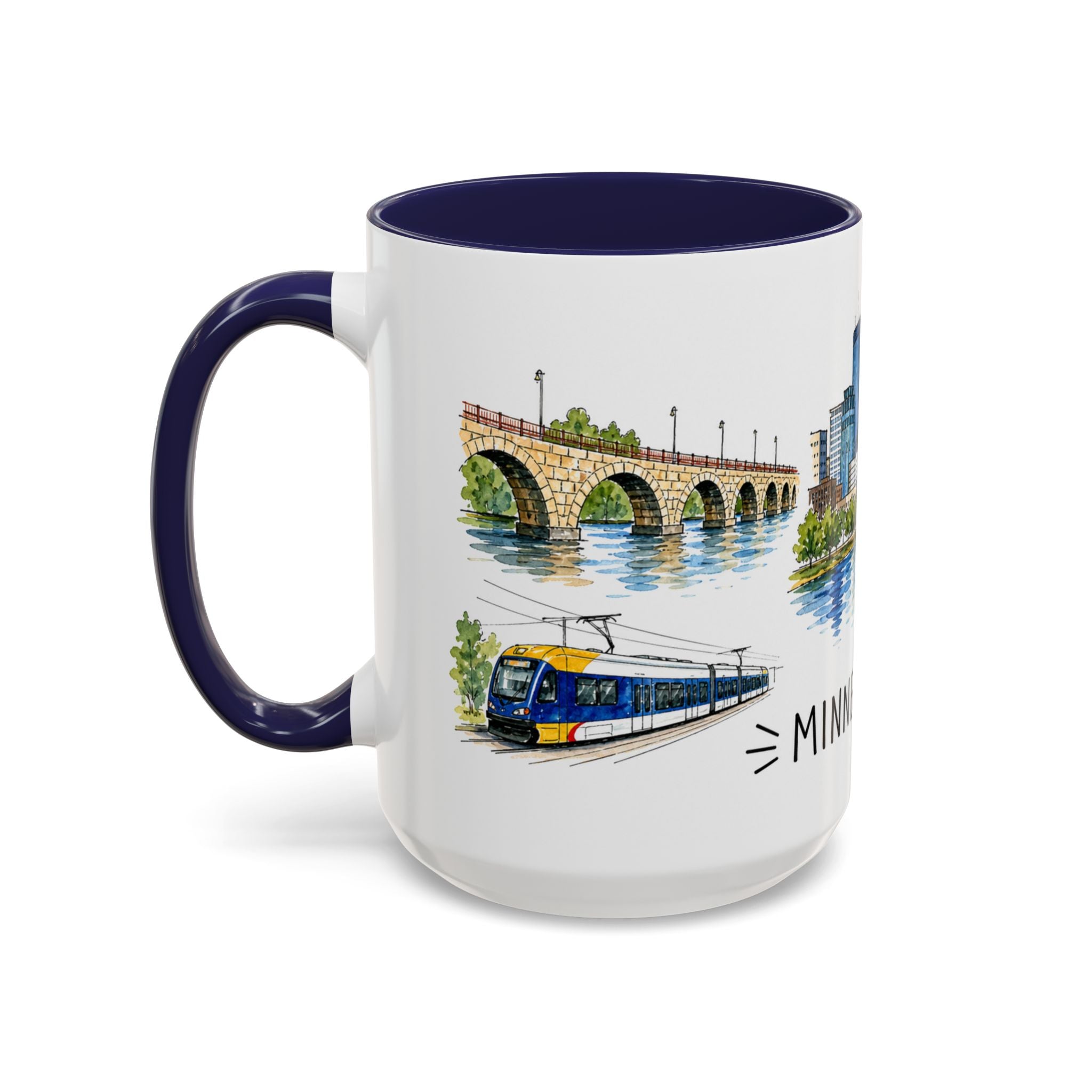 Minneapolis Illustrated Travel Mug | City Souvenir Accent Coffee Mug | 11oz 15oz Ceramic Cup