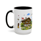 Grindelwald Illustrated Travel Mug | Switzerland Souvenir Accent Coffee Mug | 11oz 15oz Ceramic Cup