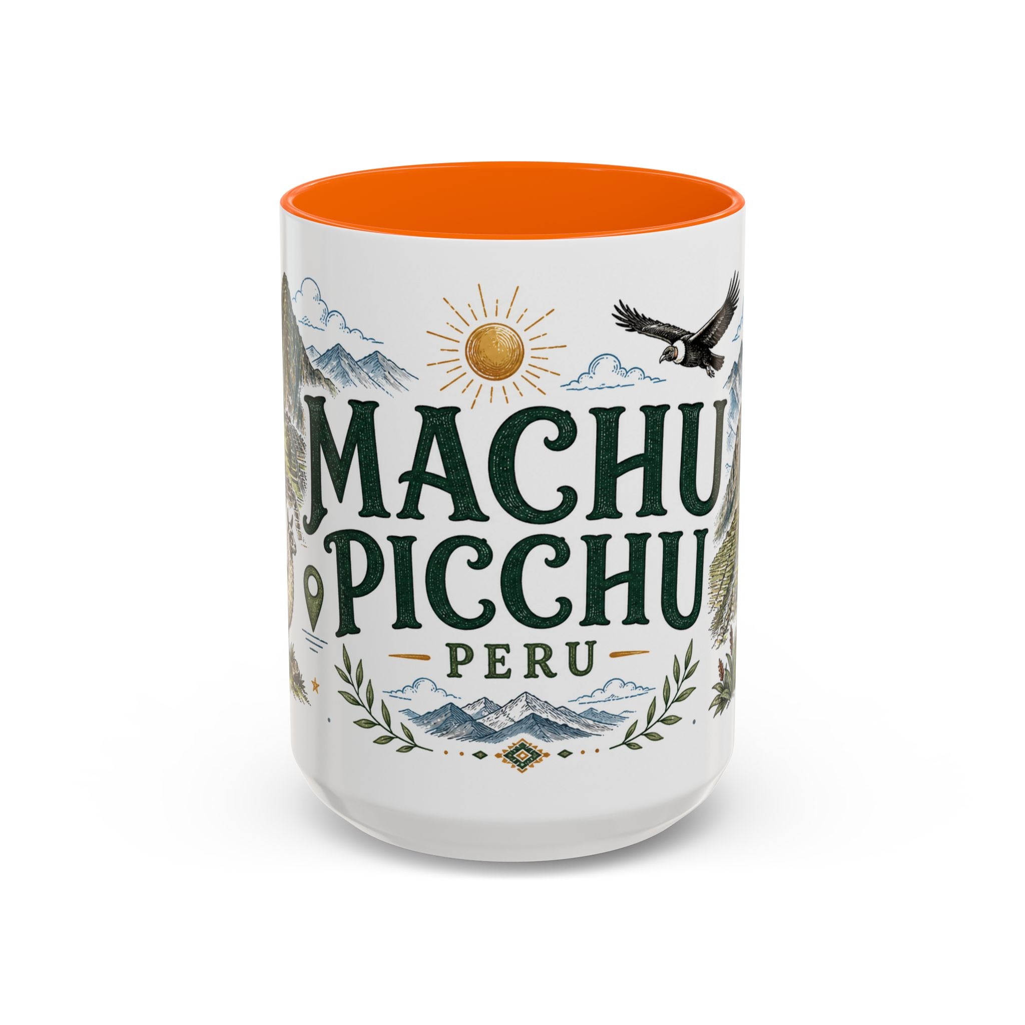 Machu Picchu Coffee Mug | Travel Destination Souvenir Gift | Accent Color Ceramic 11oz 15oz