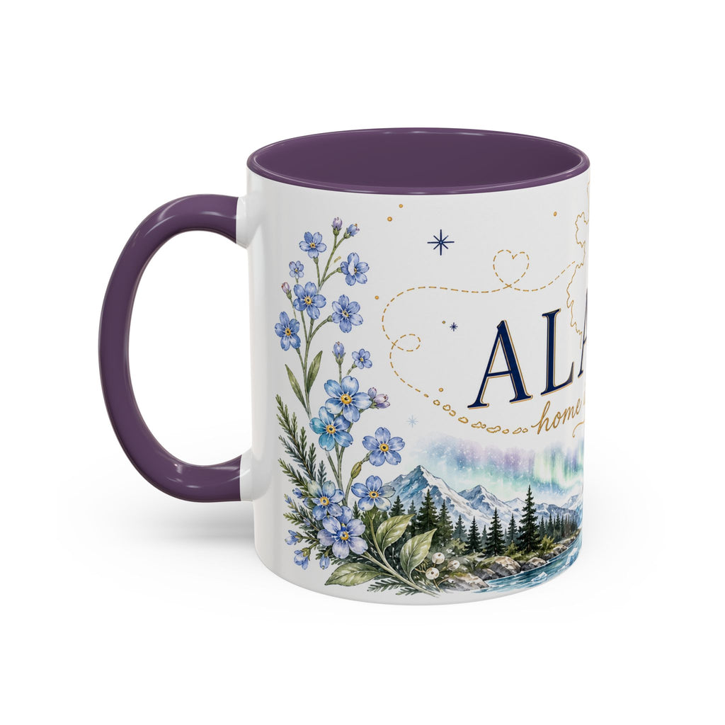 Alaska State Map Mug | Northern Lights, Mountains, Glaciers | Moving Away Gift