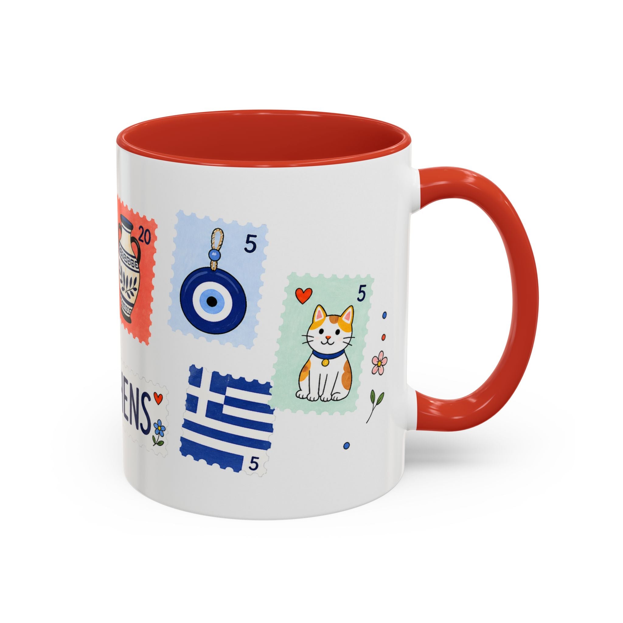Athens Coffee Mug | Postage Stamp Collage Mug | Travel Souvenir Accent Cup 11oz 15oz