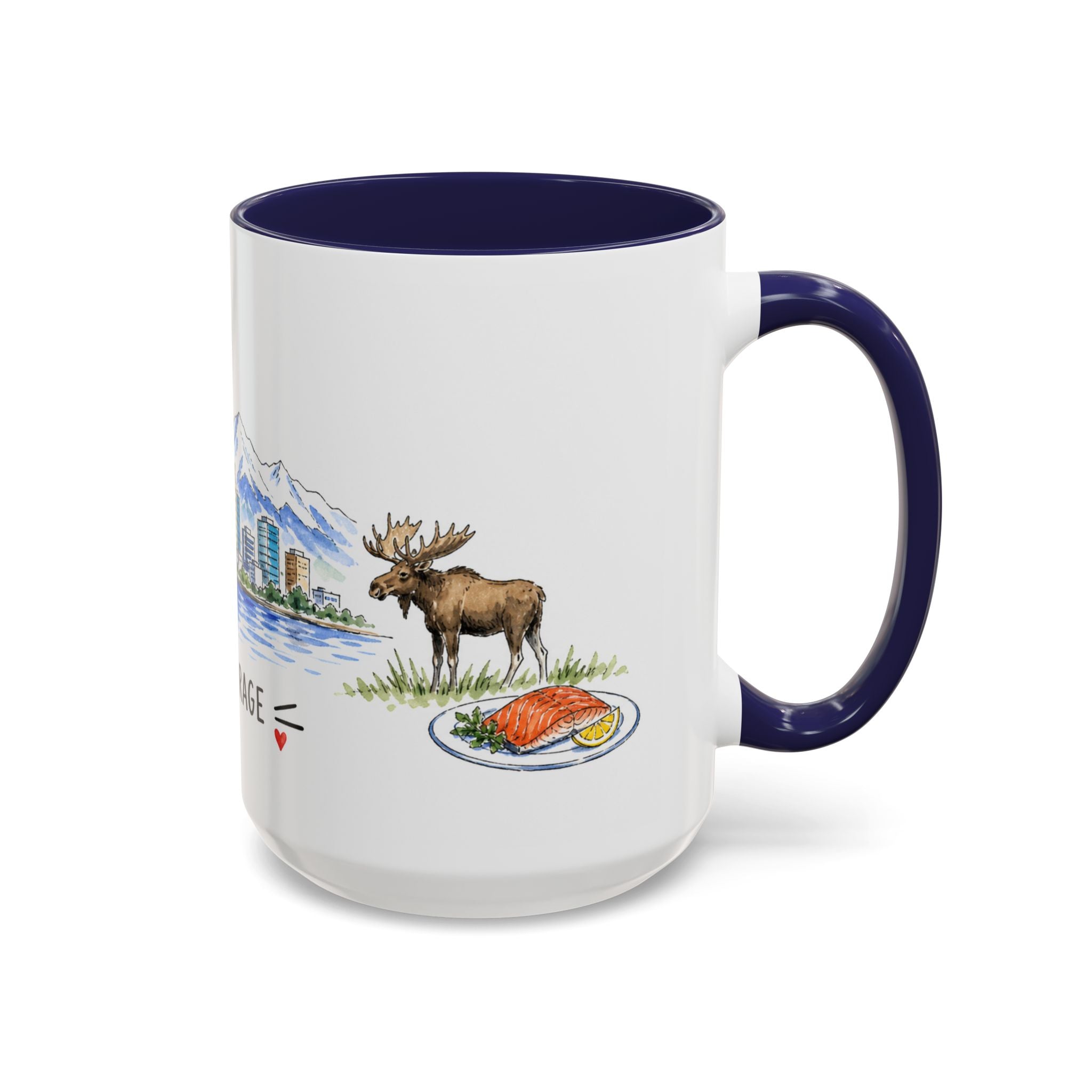 Anchorage Illustrated Travel Mug | City Souvenir Accent Coffee Mug | 11oz 15oz Ceramic Cup