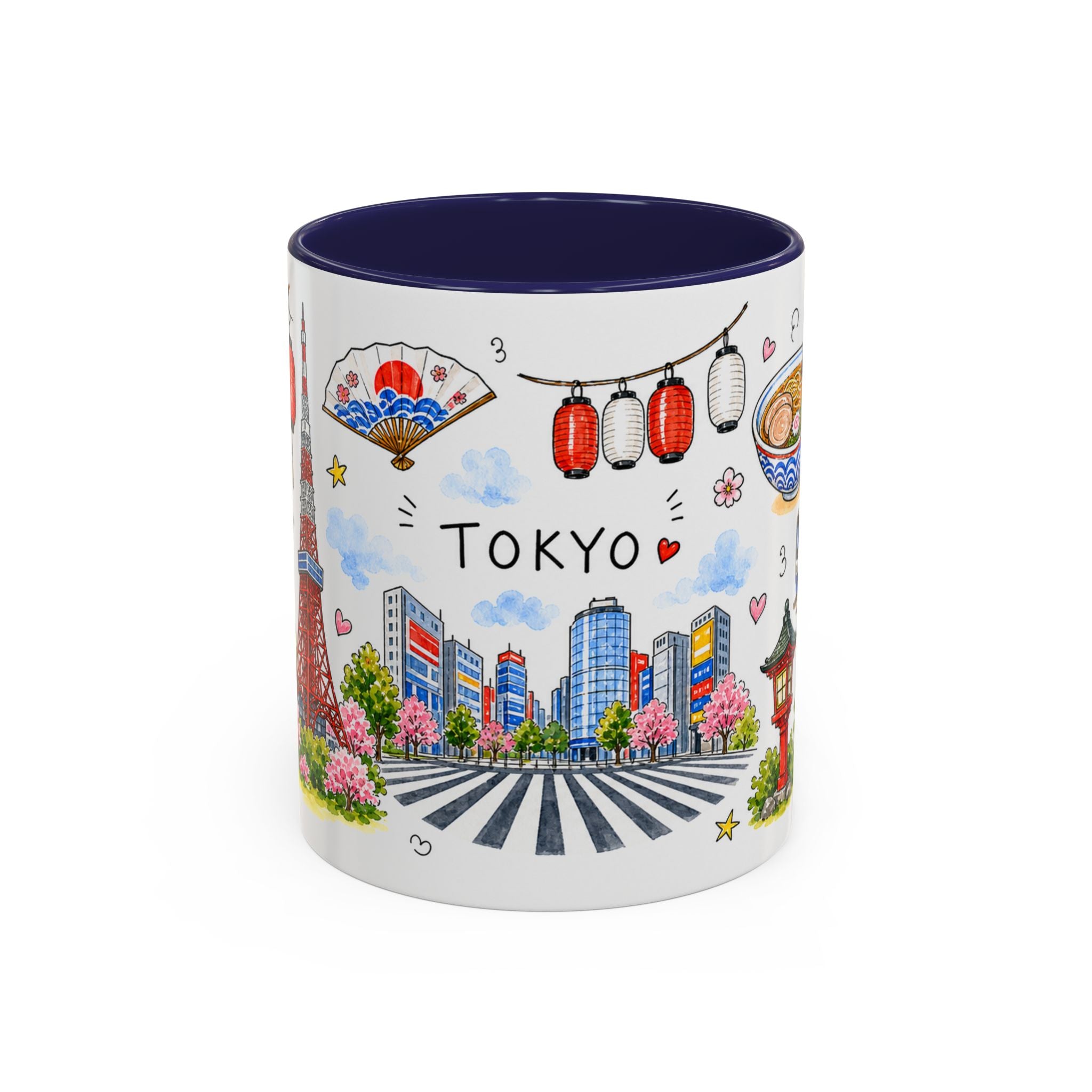 Tokyo Illustrated Travel Mug | City Souvenir Accent Coffee Mug | 11oz 15oz Ceramic Cup
