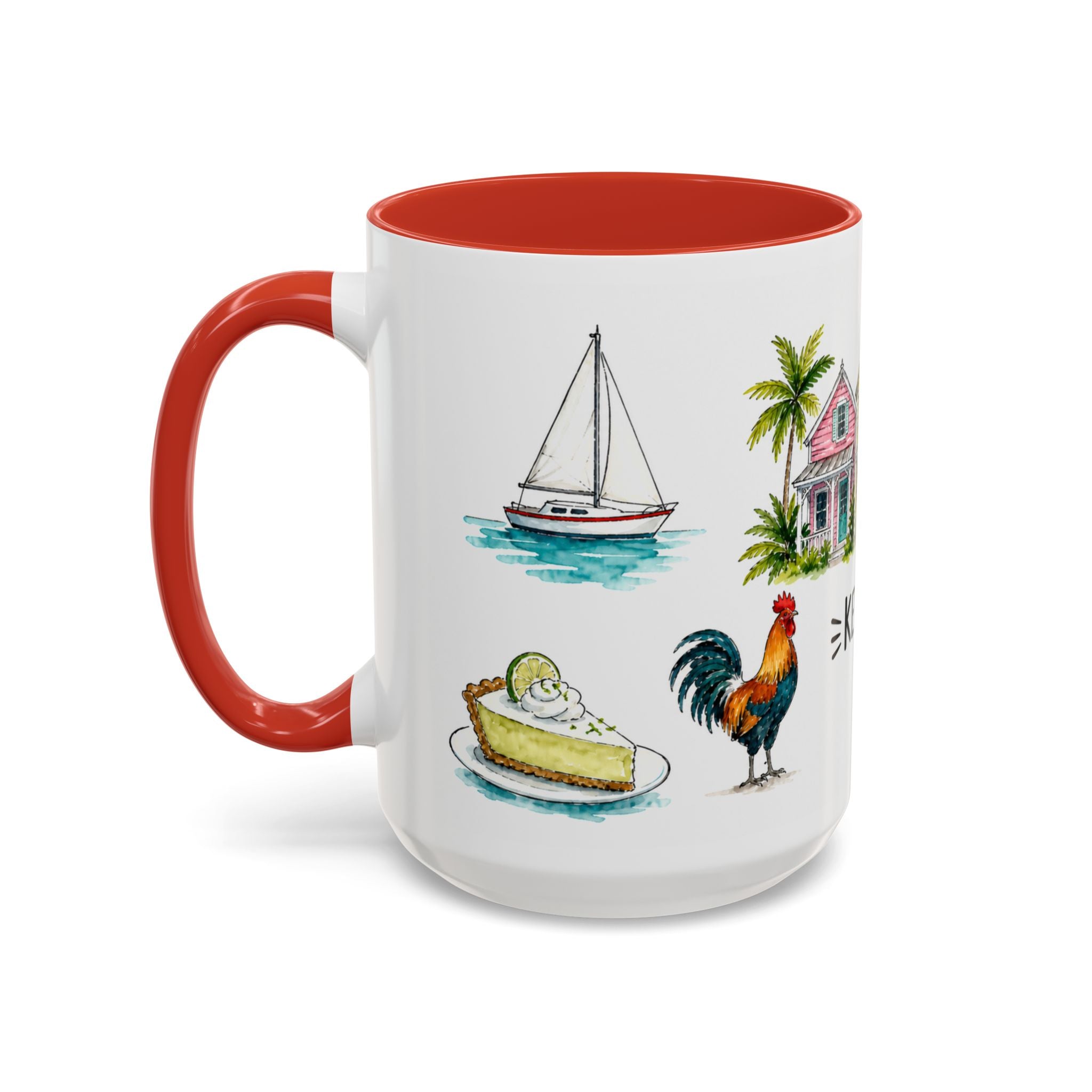 Key West Illustrated Travel Mug | City Souvenir Accent Coffee Mug | 11oz 15oz Ceramic Cup