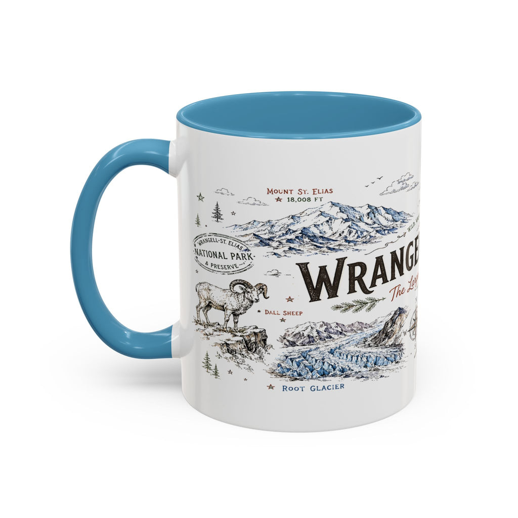Wrangell-St. Elias National Park Coffee Mug | Alaska Wilderness Climbing Gift | Accent Color Ceramic 11oz 15oz