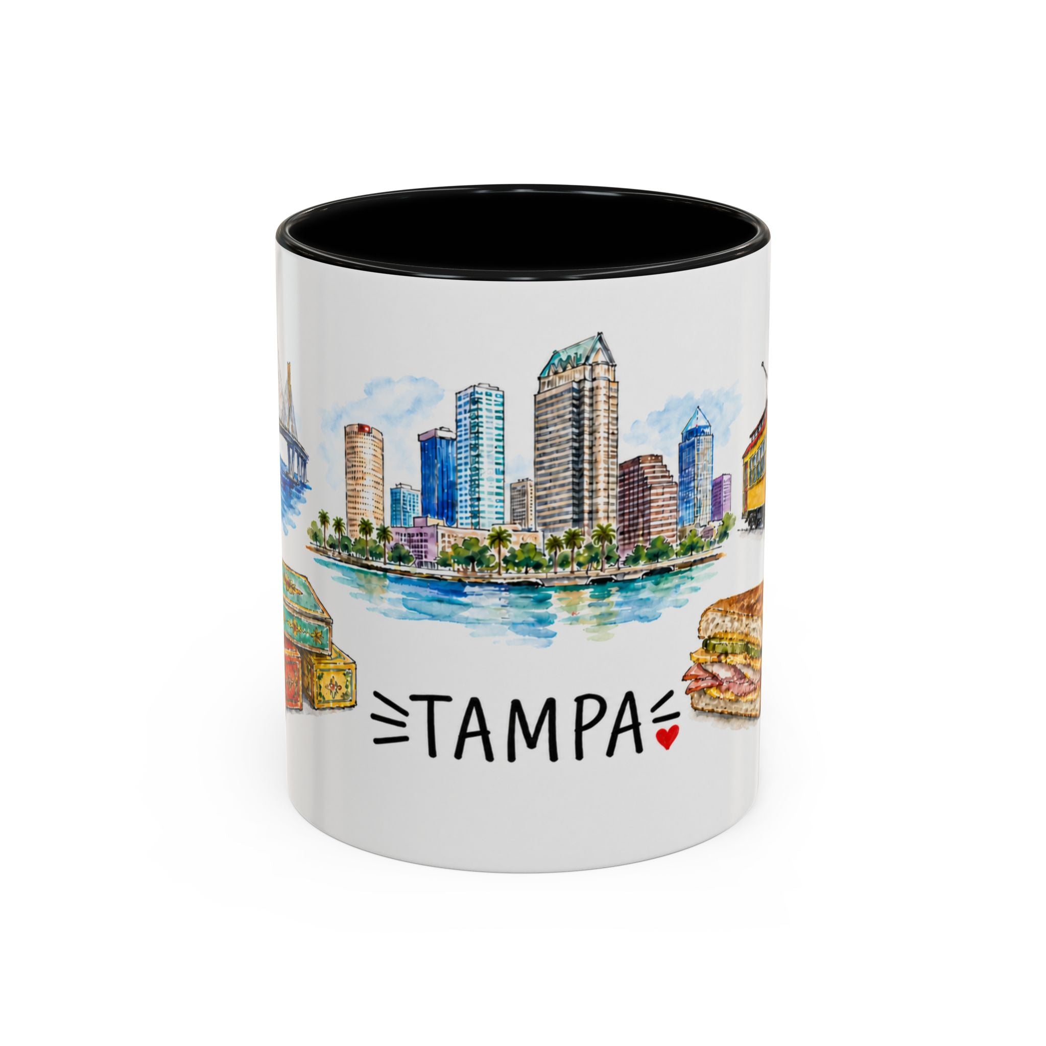 Tampa Illustrated Travel Mug | City Souvenir Accent Coffee Mug | 11oz 15oz Ceramic Cup