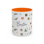 Boston Christmas Mug | Watercolor Travel Souvenir | Holiday Gift | Accent Ceramic Coffee Cup 11oz 15oz