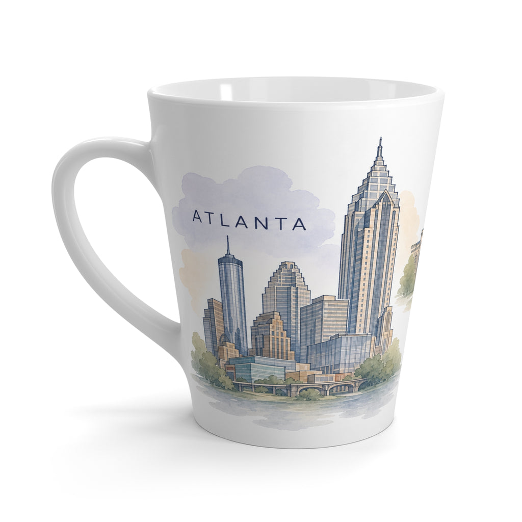 Atlanta Latte Mug | Watercolor City Travel Mug | 12 oz Ceramic Souvenir Gift